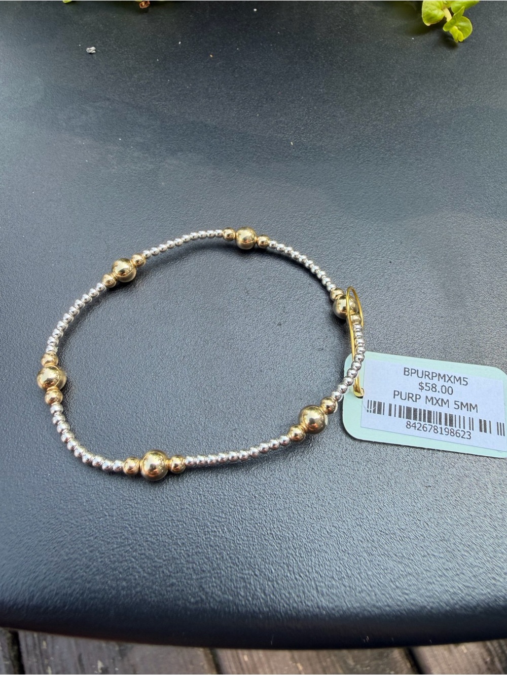 ENEWTON Two-Tone Gold and Silver Beaded Stretch Bracelet - Picture 2 of 2